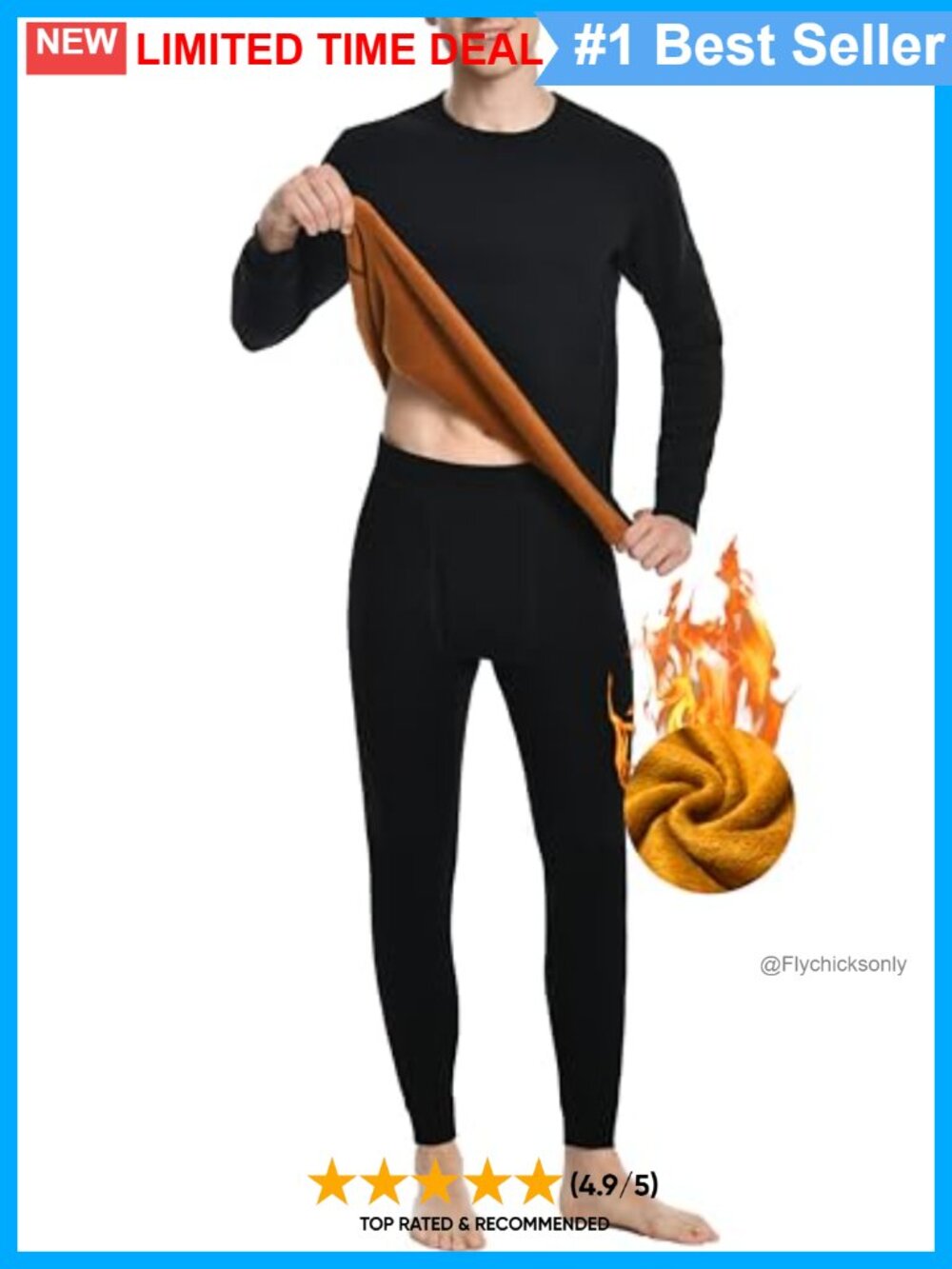 Men's Thermal Underwear Set Thick Fleece Lined Heavyweight Base Layer Extreme